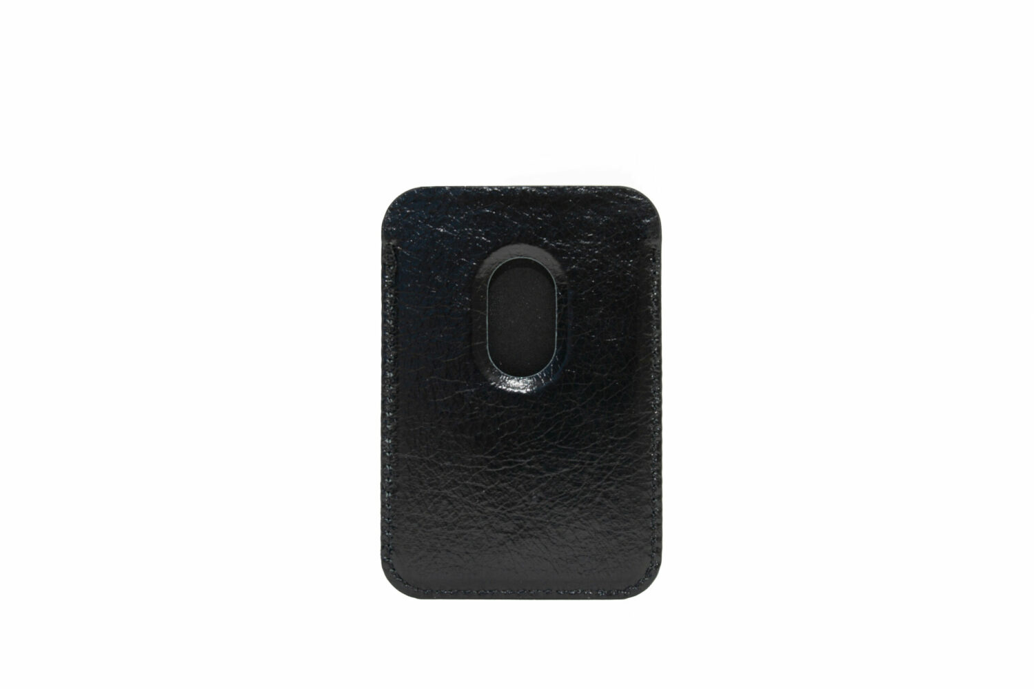 Genuine leather magsafe card holder / magnetic case for iphone - black - image 2