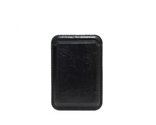 Genuine Leather MagSafe Card Holder / Magnetic Case For iPhone - Black