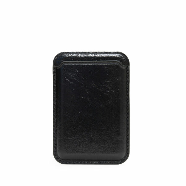 Genuine Leather MagSafe Card Holder / Magnetic Case For iPhone - Black