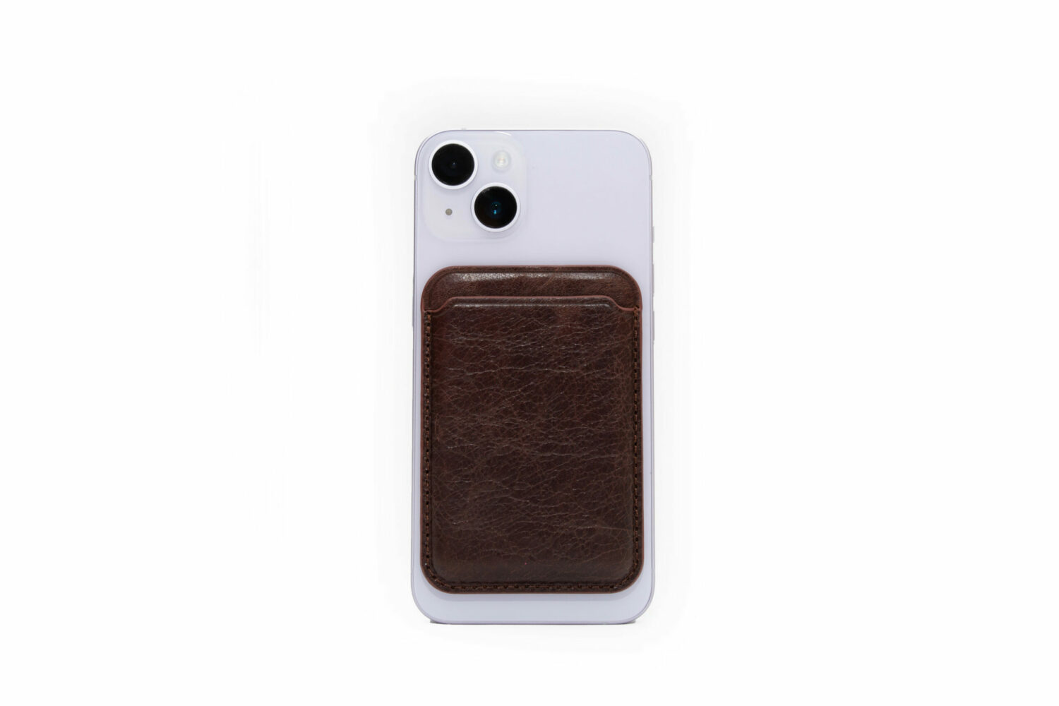 Genuine leather magsafe card holder / magnetic case for iphone - brown - image 3