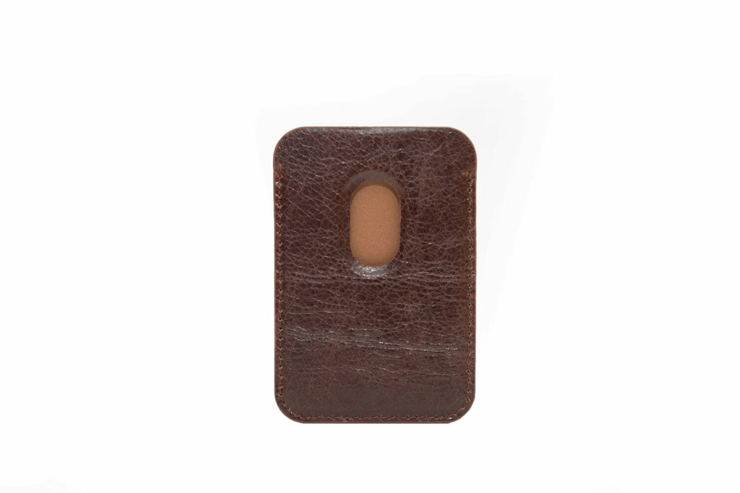 Genuine leather magsafe card holder / magnetic case for iphone - brown - image 2