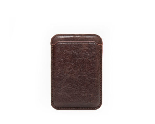 Genuine Leather MagSafe Card Holder / Magnetic Case For iPhone - Brown