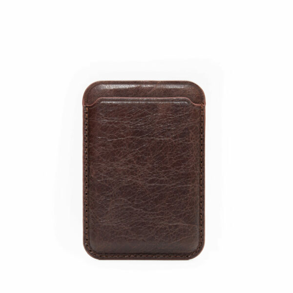 Genuine Leather MagSafe Card Holder / Magnetic Case For iPhone - Brown