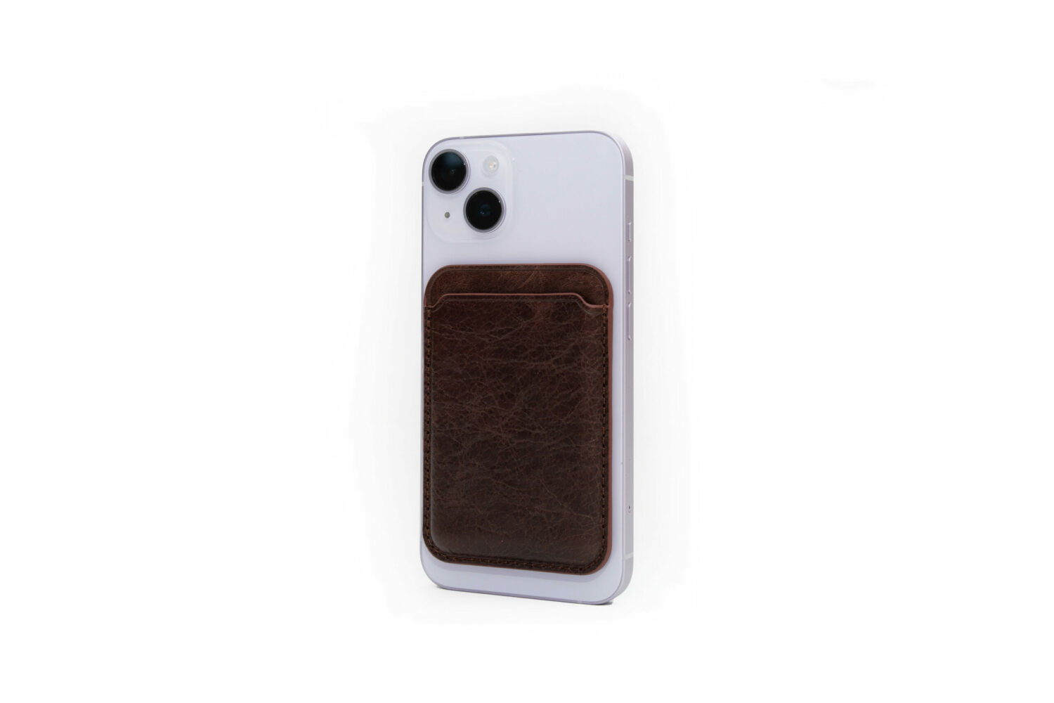 Genuine leather magsafe card holder / magnetic case for iphone - brown - image 4