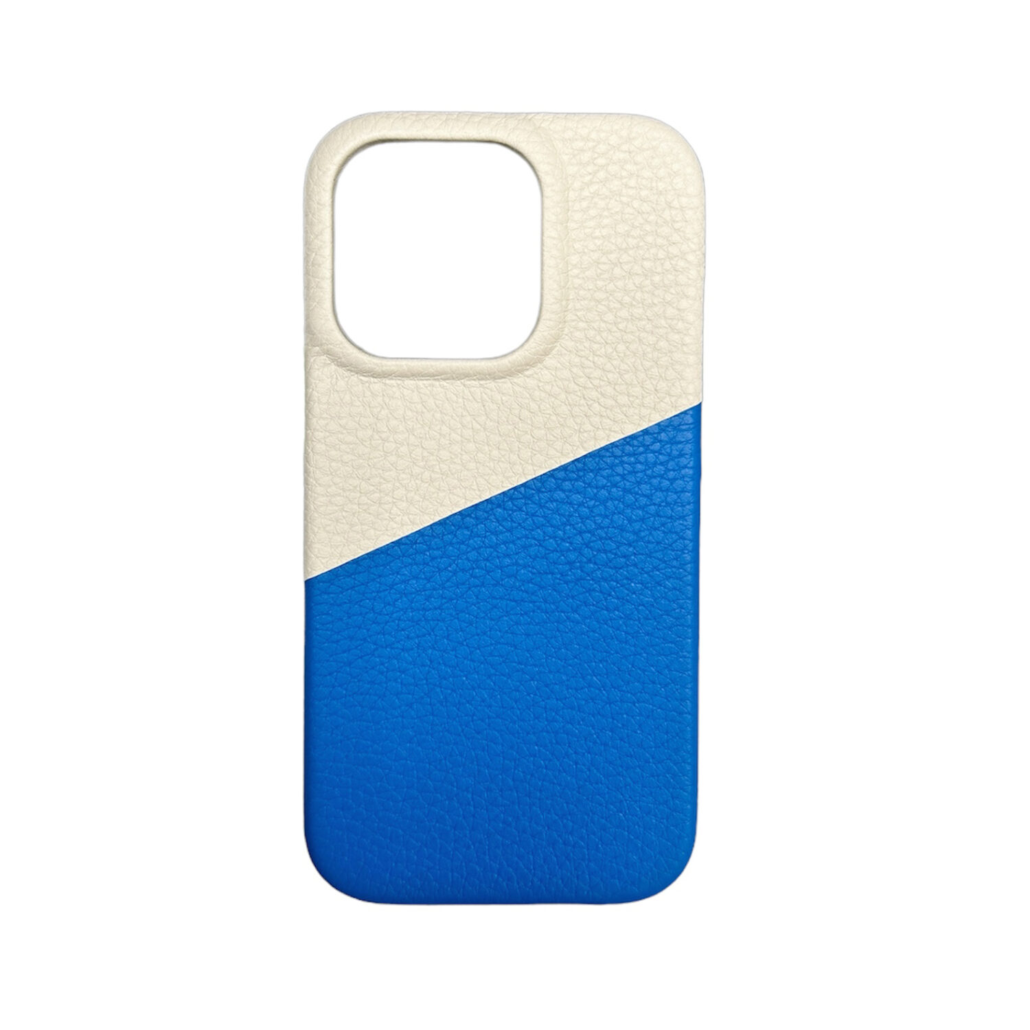 Genuine leather magsafe case for iphone 15 - blue / white