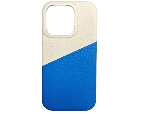 Genuine Leather MagSafe Case For iPhone 15 - Blue / White