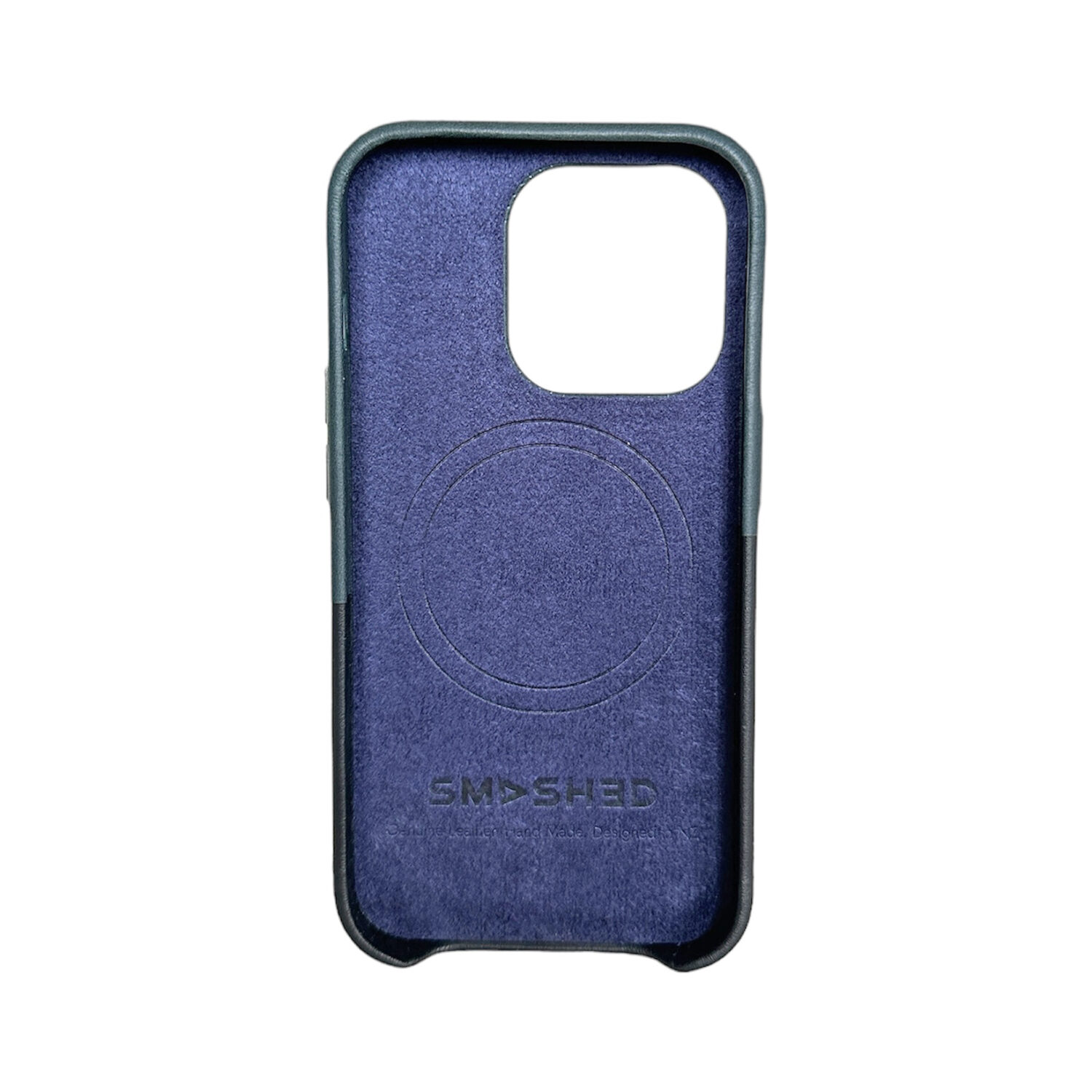 Genuine leather magsafe case for iphone 12 / 12 pro - black / navy - image 3