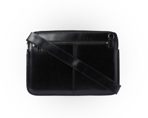 Genuine Leather Laptop Bag With Shoulder Strap | 13" / 14" Black